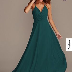 David’s Bridal Spaghetti Strap Full Skirt Bridesmaid Dress GEM